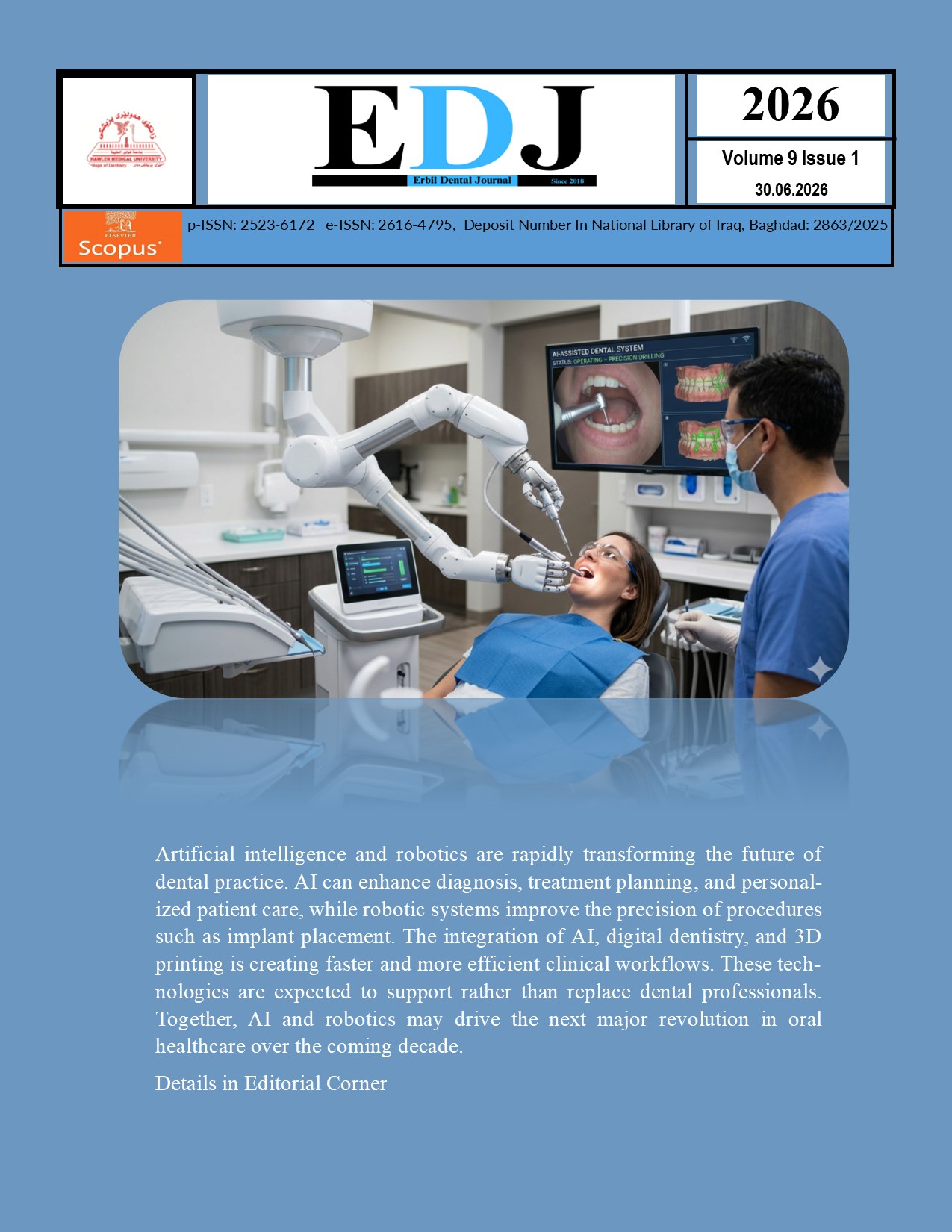 					View Vol. 9 No. 1 (2026): Erbil Dental Journal EDJ
				